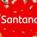 Logo do Santander e pessoas com dinheiro - Foto Reprodução Internet