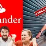 Logo do Santander, pessoas com raiva e loja fechada - Foto Reprodução Internet