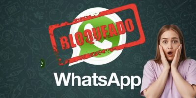 Logo do Whatsapp bloqueado e mulher chocada (Fotos: Reproduções / Internet / Freepik)