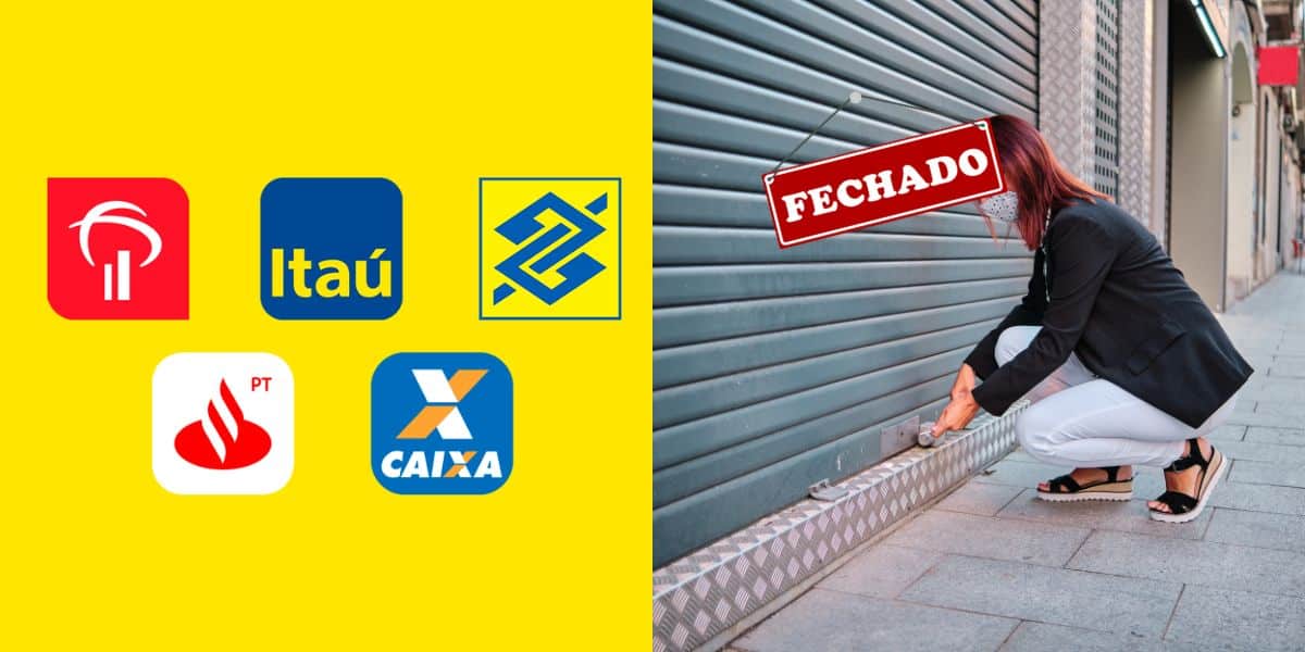 Logo dos Bancos e loja fechada - Foto Reprodução Internet