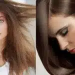 Mulher com cabelo ressecado / Mulher com cabelo hidratado - Montagem TVFOCO