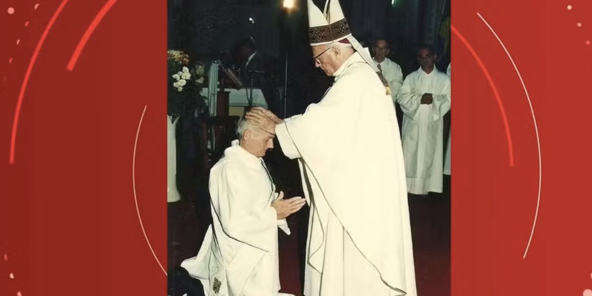 Padre Paulo Müller sendo ordenado, em 1992 (Foto: Reprodução / Diocese de Novo Hamburgo)