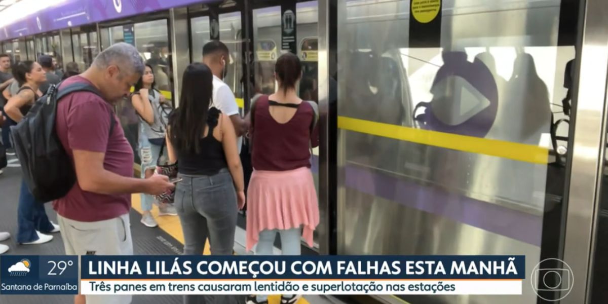 Paralisação na Linha 5-Lilás (Foto: Reprodução / Globo)