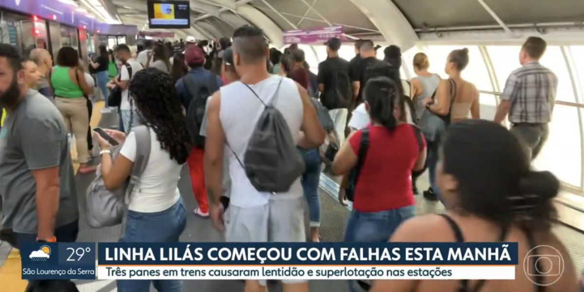 Pessoas na Linha 5-Lilás (Foto: Reprodução / Globo)