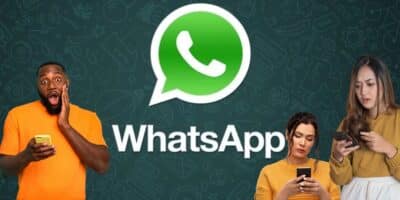 Pessoas surpresas e logo do Whatsapp - Foto Reprodução Internet