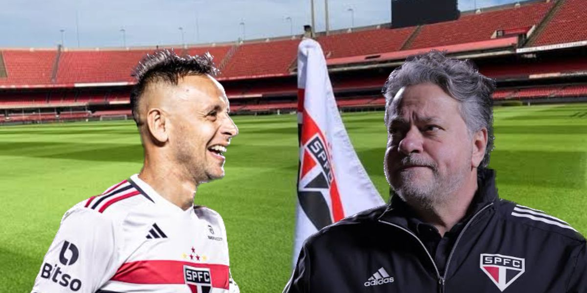 Rafinha, Casares e bandeira do São Paulo (Foto - Montagem TV Foco).