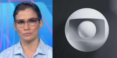 Renata Vasconcellos e logo da Globo preto - Foto Reprodução Internet