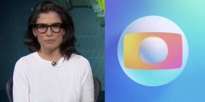 Renata Vasconcellos no Jornal Nacional e logo da Globo (Fotos: Reproduções / GloboPlay)