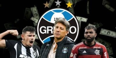 Renato Gaúcho, Tiquinho, Gabigol e escudo do Grêmio (Foto - Montagem TV Foco).