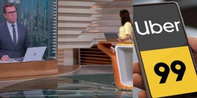 Rodrigo Bocardi e Ana Paula Araújo no Bom Dia Brasil e aplicativo da Uber e 99 (Fotos: Reproduções / Globo / Internet)