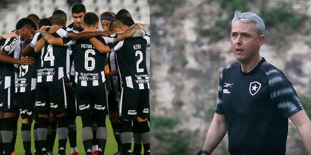 Time do Botafogo em campo / Tiago Nunes - Montagem TVFOCO