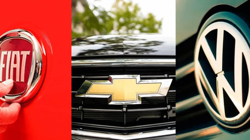 Volkswagen, Fiat e Chevrolet (Foto: Riproduzione, Montaggio - Focus TV)