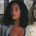 Antônio, Aline e Agatha em Terra e Paixão (Foto: Reprodução / Globo / Montagem TV Foco)