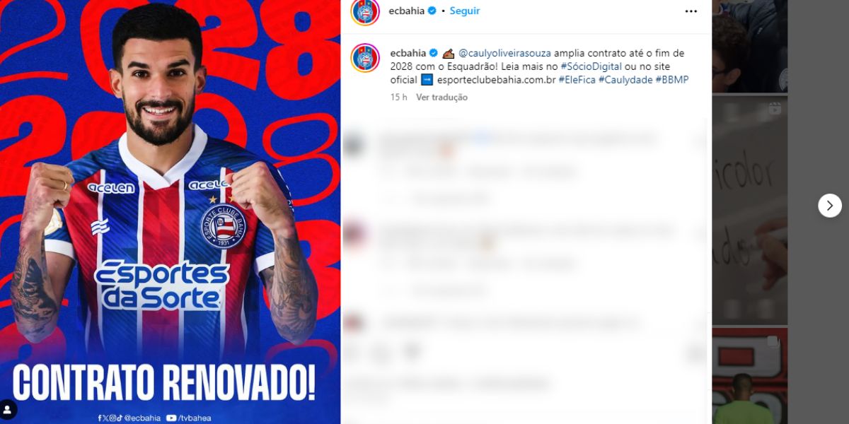 Anúncio da renovação do meio (Reprodução: Instagram)