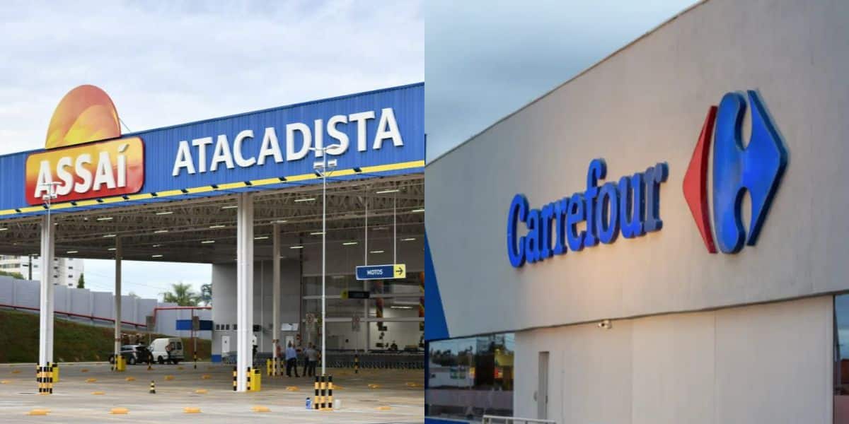 Assaí e Carrefour são dois dos principais supermercados do Brasil (Reprodução: TV Foco)