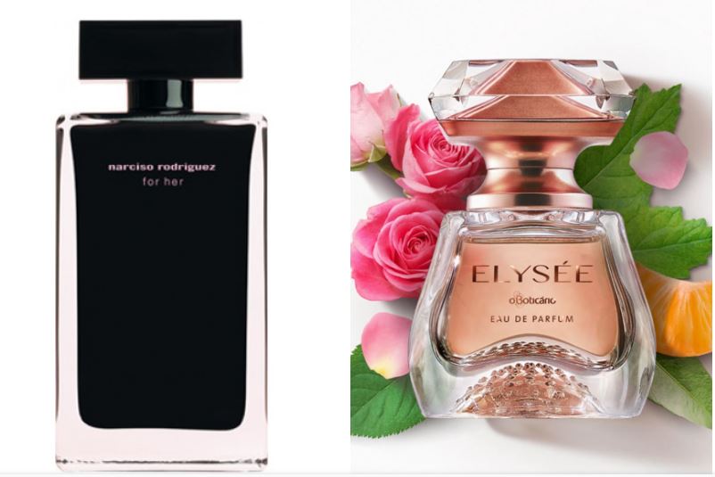 O Eau de Parfum Elysée e o Narciso Rodriguez for Her (Foto: Reprodução/ Internet)