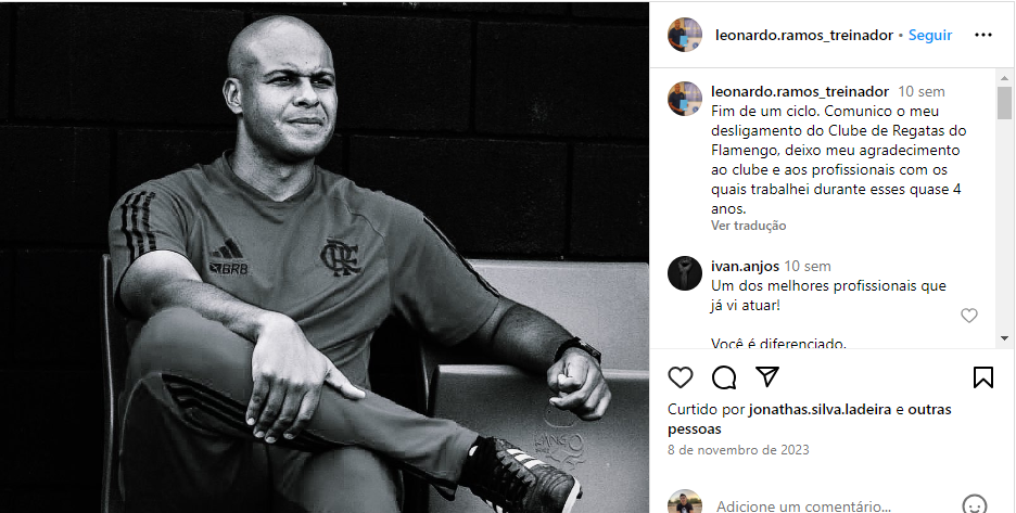 O comunicado de Leonardo após a demissão do Mengão - Foto: Instagram