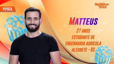 Matteus é participante do BBB 24 no grupo Pipoca (Foto: Reprodução / Globo) 