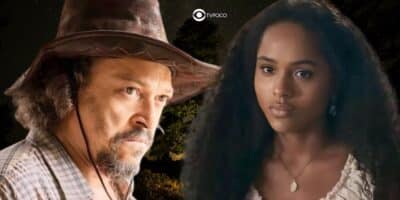 Santinha (Duda Santos) e Venâncio (Fábio Lago) em Renascer (Foto: Reprodução / Globo / Montagem TV Foco)