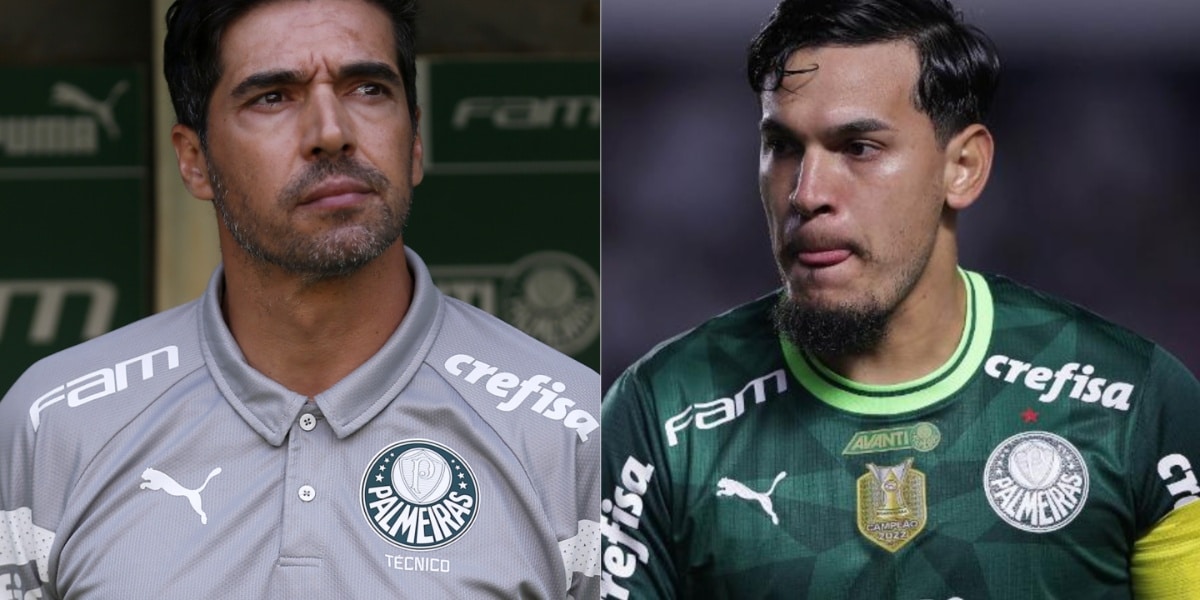 Abel Ferreira e Gustavo Gómez, do Palmeiras - Foto: Montagem