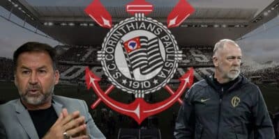 Augusto Melo, Mano Menezes e escudo Corinthians (Foto - Montagem TV Foco).