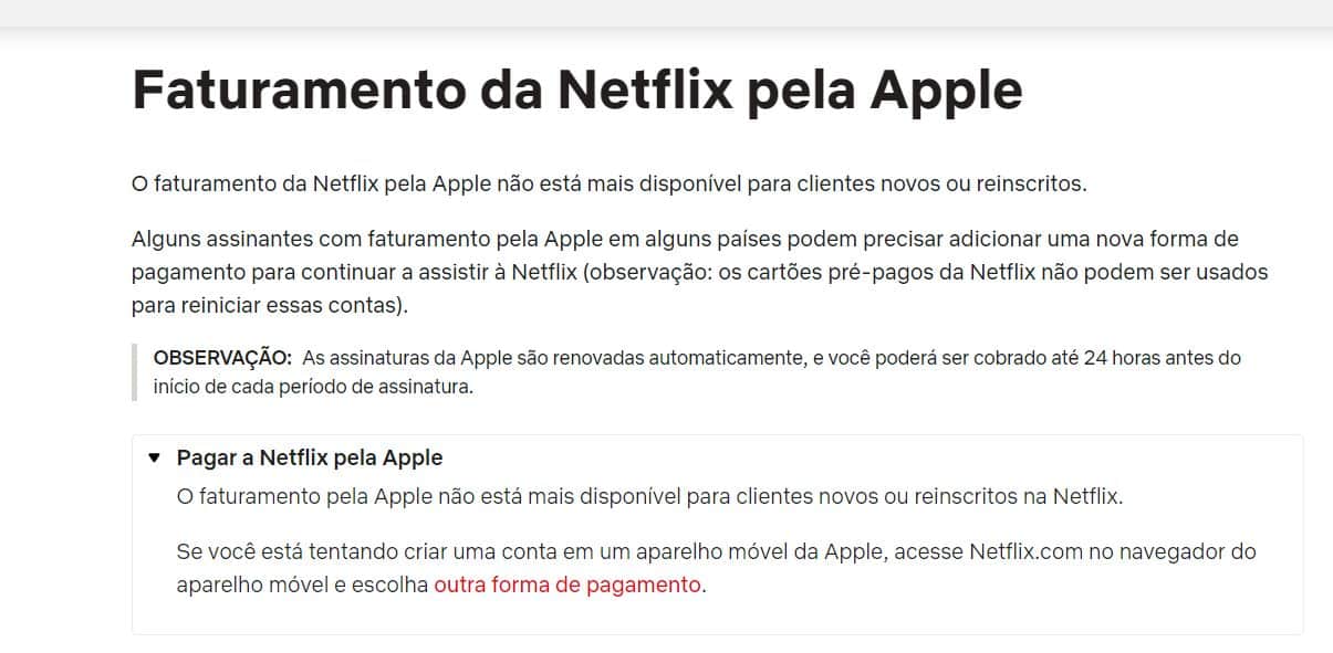 Comunicado oficial da Netflix em seu site (Foto Reprodução/Netflix)