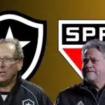 Casares, John  Textor e escudos do São Paulo e Botafogo  (Foto - Montagem TV Foco).