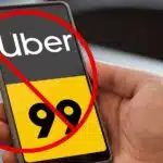 Celular com aplicativos do Uber e da 99 bloqueados - Montagem TVFOCO