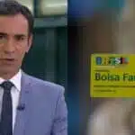 César Tralli no JH, da Globo / Cartão do Bolsa Família - Montagem TVFOCO