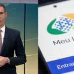 César Tralli confirmou no Jornal Hoje notícia sobre o INSS (Montagem - TV Foco)