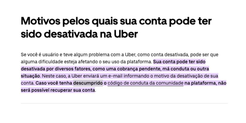 Comunicado da Uber (Foto: Reprodução / site oficial)