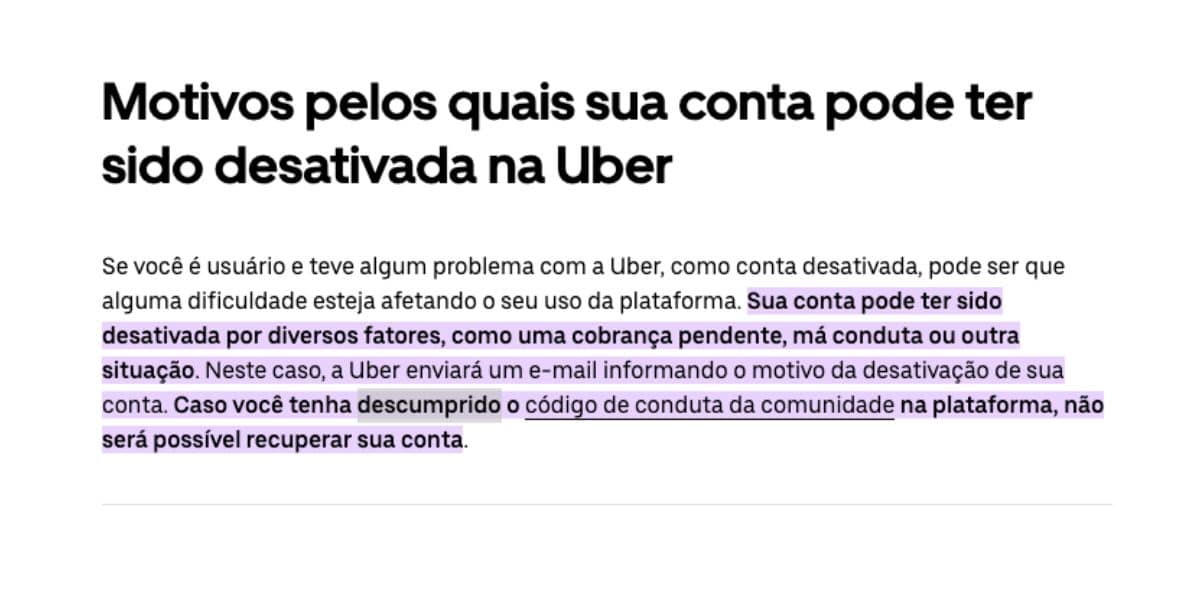 Comunicado da Uber (Foto: Reprodução / site oficial) 