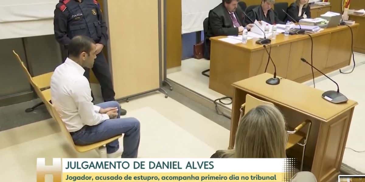 Daniel Alves em julgamento (Foto: Reprodução / Globo)