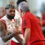 Tite e Gabigol - Foto | Reprodução: Alexandre Vidal/Flamengo