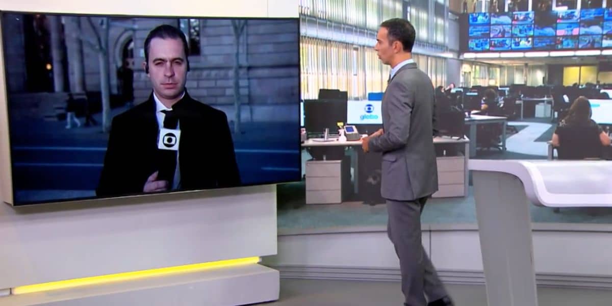 Guilherme Paiva e César Tralli no Jornal Hoje (Foto: Reprodução / Globo)