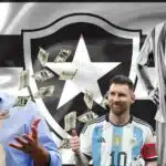 John Textor e bandeira do Botafogo, Messi e Segovinha - Foto Reprodução Internet