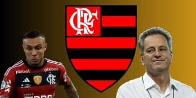 Landim, Cebolinha e escudo do Flamengo  (Foto - Montagem TV Foco).