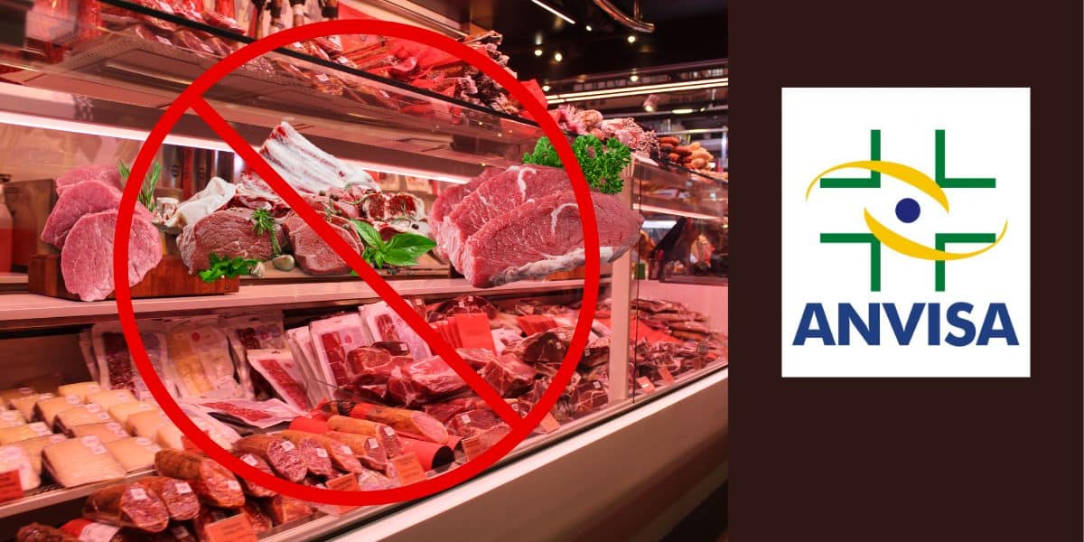 Logo da Anvisa e carnes proibidas - Foto Reprodução Internet