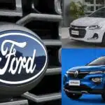 Logo da Ford, Onix e Kwid (Fotos: Reproduções / Internet) 