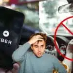 Logo da Uber, pessoa triste e serviço encerrado - Foto Reprodução Internet