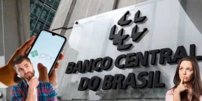 Logo do Banco Central, Pix e pessoas em dúvida - Foto Reprodução Internet