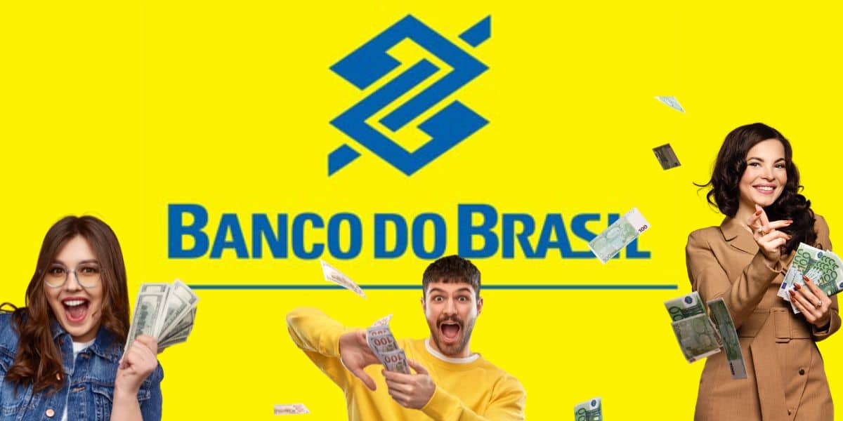 Logo do Banco do Brasil e pessoas com grana extra - Foto Reprodução Internet