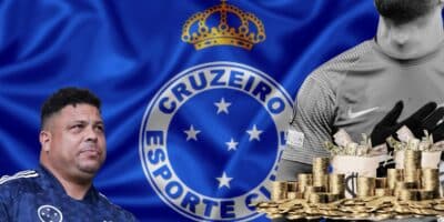 Logo do Cruzeiro e Ronaldo com jogador - Foto Reprodução Internet