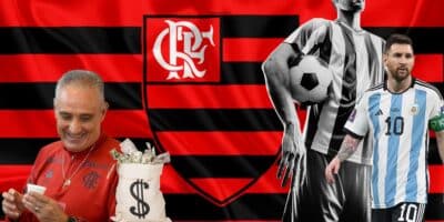 Logo do Flamengo com Tite e novo jogador - Foto Reprodução Internet