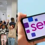 Logo do Serasa e pessoas felizes - Foto Reprodução Internet