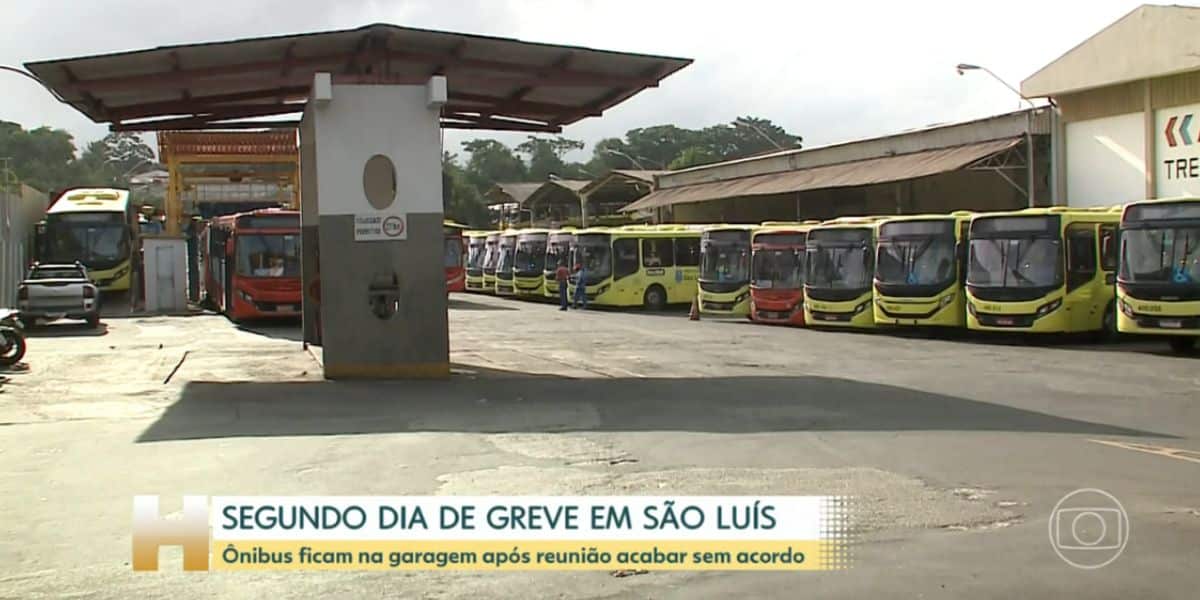 Ônibus parados em São Luís (Foto: Reprodução / Globo)