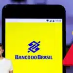 Pessoas preocupadas, logo do Banco do Brasil em celular e alerta - Montagem TVFOCO