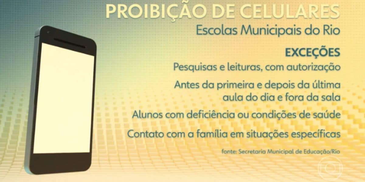 Exceção da proibição de celulares em escolas (Foto: Reprodução / Globo)