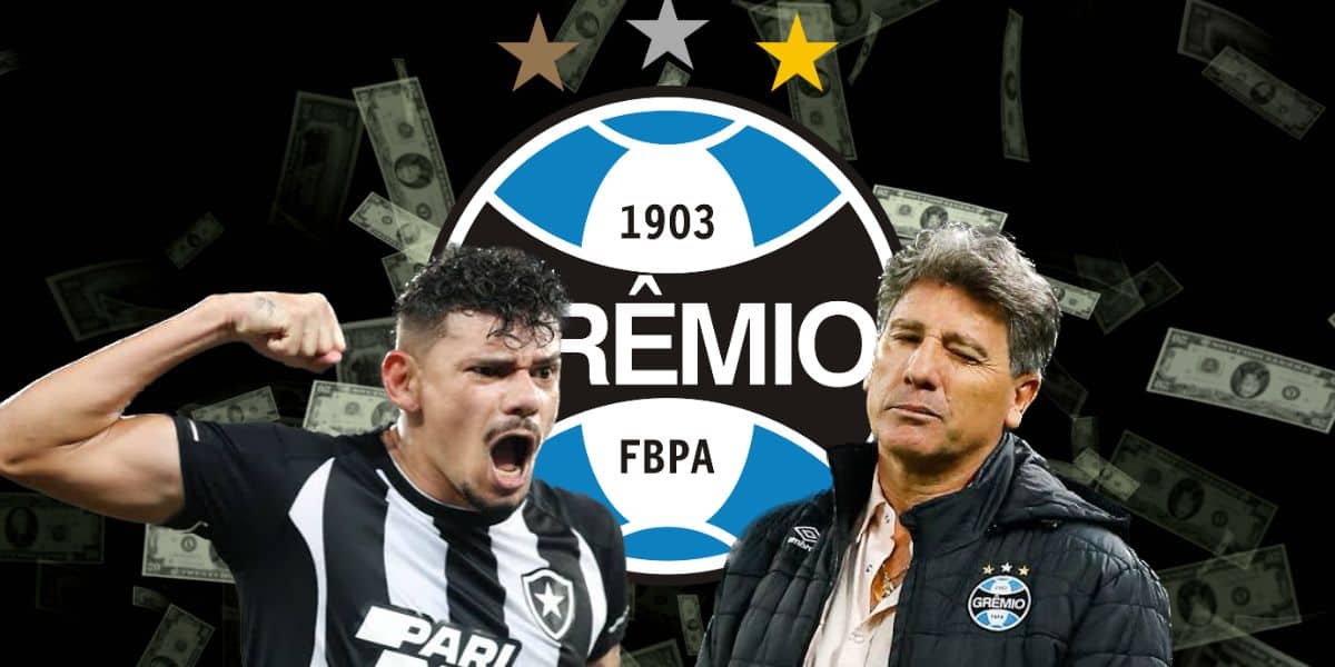 Renato Gaúcho, Tiquinho e escudo do Grêmio (Foto - Montagem TV Foco).