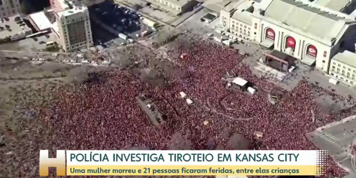 Tiroteio em Kansas City nos Estados Unidos (Foto: Reprodução / Globo)